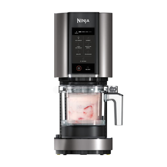 Ninja CREAMi Ice Cream Maker & Frozen Dessert Maker with 3 Tubs, 7 Programs, Makes Ice Cream, Gelato, Sorbet, Smoothie Bowl, Milkshakes and more, Black/Silver, Makes 1.4L of Ice Cream, NC300UK